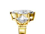 Yellow gold Three-Stone Marquise and Princess Cut Diamond Ring with Channel Band and Four-Prong Setting_33