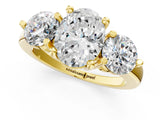 Yellow gold Three-Stone Oval Brilliant Cut Solitaire Ring with Prong Setting on a Classic Band 1