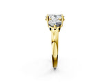 Yellow gold Three-Stone Oval Brilliant Cut Solitaire Ring with Prong Setting on a Classic Band 2