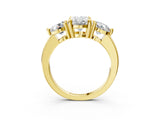 Yellow gold Three-Stone Oval Brilliant Cut Solitaire Ring with Prong Setting on a Classic Band 3