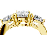 Yellow gold Three-Stone Oval Brilliant Cut Solitaire Ring with Prong Setting on a Classic Band 4