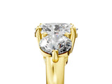Yellow gold Three-Stone Oval Brilliant Cut Solitaire Ring with Prong Setting on a Classic Band 5