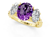 Yellow gold Three-Stone Oval Cut Amethyst Braided Band Ring with Four-Prong Setting_13