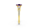 Yellow gold Three-Stone Oval Cut Amethyst Pavé Band with Four-Prong Setting_2