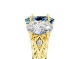 Yellow gold Three-Stone Oval Cut Aquamarine Braided Band Ring with Four-Prong Setting_17