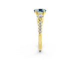 Yellow gold Three-Stone Oval Cut Aquamarine Pavé Band with Four-Prong Setting_2