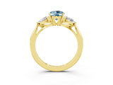 Yellow gold Three-Stone Oval Cut Aquamarine Ring with Pear  Side Stones in Four-Prong Setting_39