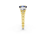 Yellow gold Three-Stone Oval Cut Blue Sapphire Braided Band Ring with Four-Prong Setting_14