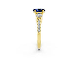 Yellow gold Three-Stone Oval Cut Blue Sapphire Pavé Band with Four-Prong Setting_2