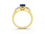 Yellow gold Three-Stone Oval Cut Blue Sapphire Ring with Pear Side Stones and Four-Prong Setting_3
