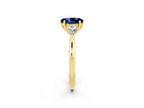 Yellow gold Three-Stone Oval Cut Blue Sapphire Ring with Pear  Side Stones in Four-Prong Setting_14