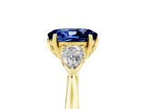 Yellow gold Three-Stone Oval Cut Blue Sapphire Ring with Pear  Side Stones in Four-Prong Setting_17