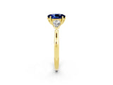 Yellow gold Three-Stone Oval Cut Blue Sapphire Ring with Pear  Side Stones in Four-Prong Setting_38