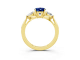 Yellow gold Three-Stone Oval Cut Blue Sapphire Ring with Pear  Side Stones in Four-Prong Setting_39