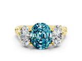 Yellow gold Three-Stone Oval Cut Blue Topaz Braided Band Ring with Four-Prong Setting_12