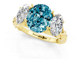 Yellow gold Three-Stone Oval Cut Blue Topaz Braided Band Ring with Four-Prong Setting_13