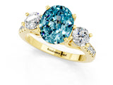 Yellow gold Three-Stone Oval Cut Blue Topaz Pavé Band with Four-Prong Setting_1