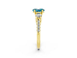 Yellow gold Three-Stone Oval Cut Blue Topaz Pavé Band with Four-Prong Setting_2