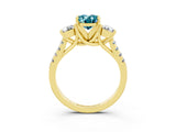 Yellow gold Three-Stone Oval Cut Blue Topaz Pavé Band with Four-Prong Setting_3