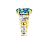 Yellow gold Three-Stone Oval Cut Blue Topaz Pavé Band with Four-Prong Setting_5