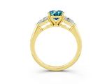 Yellow gold Three-Stone Oval Cut Blue Topaz Ring with Pear Side Stones and Four-Prong Setting_3