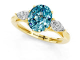 Yellow gold Three-Stone Oval Cut Blue Topaz Ring with Pear  Side Stones in Four-Prong Setting_13