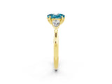 Yellow gold Three-Stone Oval Cut Blue Topaz Ring with Pear  Side Stones in Four-Prong Setting_14