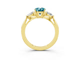 Yellow gold Three-Stone Oval Cut Blue Topaz Ring with Pear  Side Stones in Four-Prong Setting_15