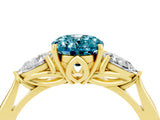 Yellow gold Three-Stone Oval Cut Blue Topaz Ring with Pear  Side Stones in Four-Prong Setting_16