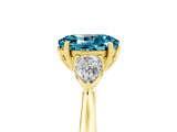 Yellow gold Three-Stone Oval Cut Blue Topaz Ring with Pear  Side Stones in Four-Prong Setting_17