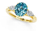 Yellow gold Three-Stone Oval Cut Blue Topaz Ring with Pear  Side Stones in Four-Prong Setting_37