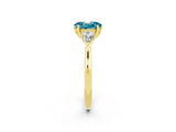 Yellow gold Three-Stone Oval Cut Blue Topaz Ring with Pear  Side Stones in Four-Prong Setting_38
