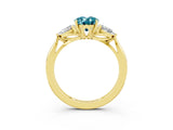 Yellow gold Three-Stone Oval Cut Blue Topaz Ring with Pear  Side Stones in Four-Prong Setting_39