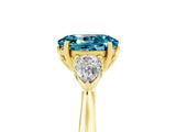 Yellow gold Three-Stone Oval Cut Blue Topaz Ring with Pear  Side Stones in Four-Prong Setting_41