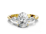 Yellow gold Three-Stone Oval Cut Brilliant Diamond Solitaire Ring with Tapered Band and Four-Prong Setting_12