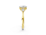 Yellow gold Three-Stone Oval Cut Brilliant Diamond Solitaire Ring with Tapered Band and Four-Prong Setting_14