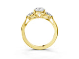 Yellow gold Three-Stone Oval Cut Brilliant Diamond Solitaire Ring with Tapered Band and Four-Prong Setting_15