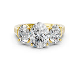 Yellow gold Three-Stone Oval Cut Brilliant Diamond Trellis Ring with Comfort Fit Band_7