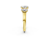 Yellow gold Three-Stone Oval Cut Brilliant Diamond Trellis Ring with Comfort Fit Band_9