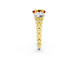Yellow gold Three-Stone Oval Cut Citrine Braided Band Ring with Four-Prong Setting_14