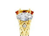 Yellow gold Three-Stone Oval Cut Citrine Braided Band Ring with Four-Prong Setting_17
