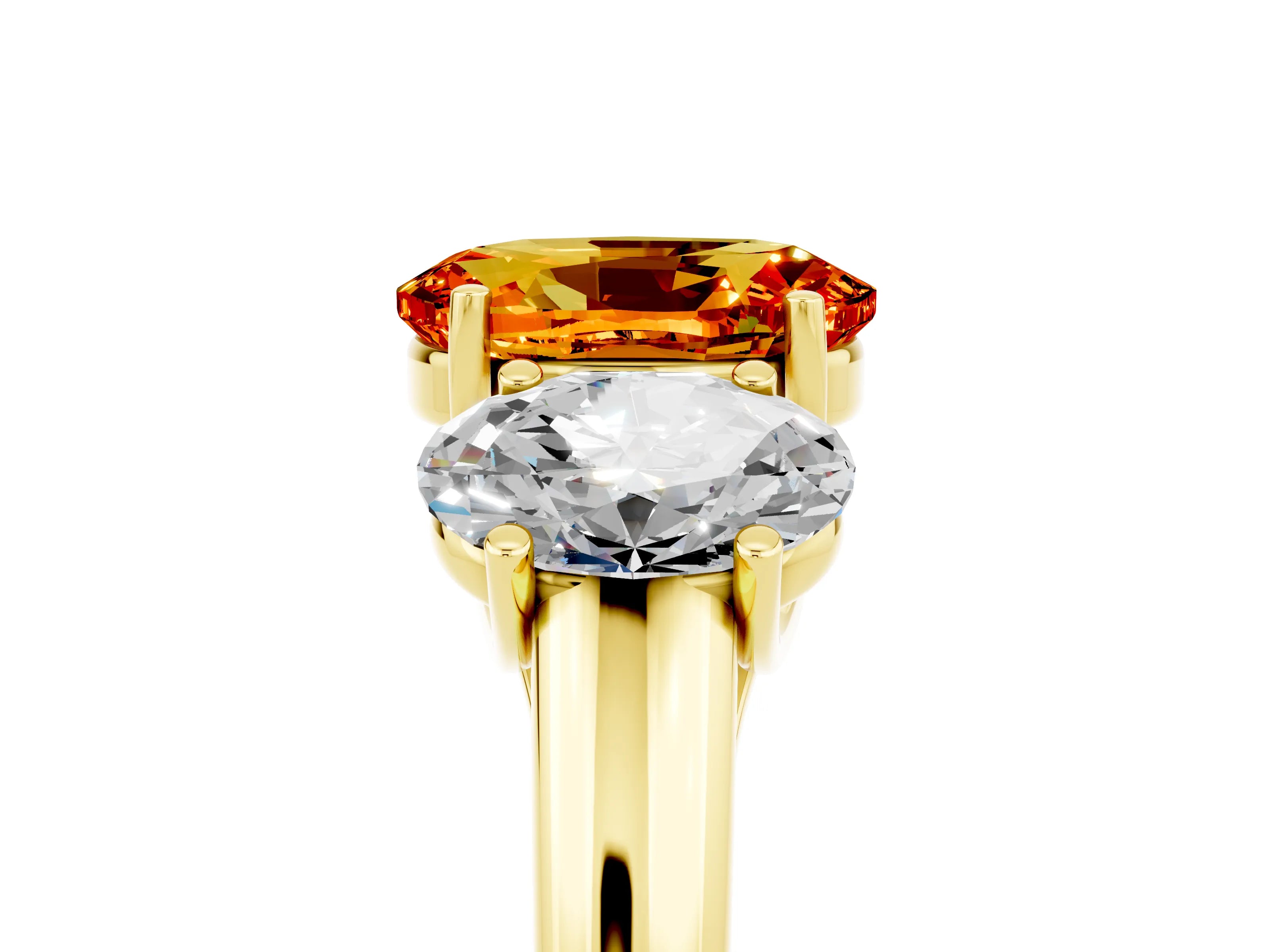 Yellow gold Three-Stone Oval Cut Citrine Engagement Ring with Prong Setting_5