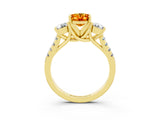 Yellow gold Three-Stone Oval Cut Citrine Pavé Band with Four-Prong Setting_3
