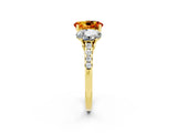 Yellow gold Three-Stone Oval Cut Citrine Ring with Pavé Band and Prong Setting_14