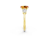 Yellow gold Three-Stone Oval Cut Citrine Ring with Pear Side Stones and Four-Prong Setting_2