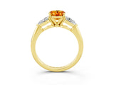 Yellow gold Three-Stone Oval Cut Citrine Ring with Pear Side Stones and Four-Prong Setting_3
