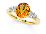 Yellow gold Three-Stone Oval Cut Citrine Ring with Pear  Side Stones in Four-Prong Setting_13