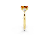 Yellow gold Three-Stone Oval Cut Citrine Ring with Pear  Side Stones in Four-Prong Setting_14