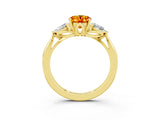 Yellow gold Three-Stone Oval Cut Citrine Ring with Pear  Side Stones in Four-Prong Setting_15