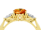 Yellow gold Three-Stone Oval Cut Citrine Ring with Pear  Side Stones in Four-Prong Setting_16